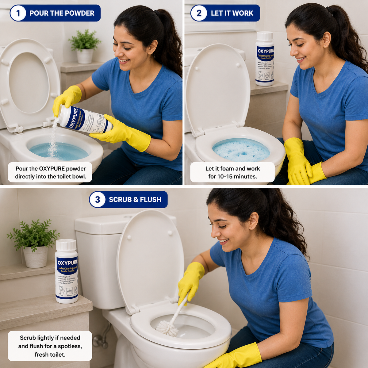 Toilet Cleaning Agent Powder, Foaming Toilet Cleaner - Pack of 2