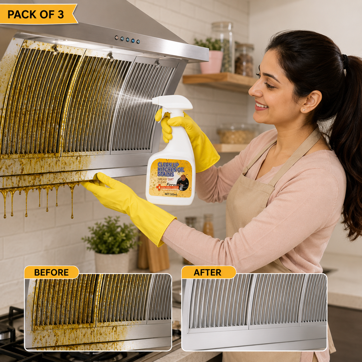 Kitchen Heavy Oil Cleaning Agent Antibacterial 3pcs