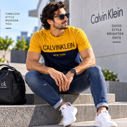 Regular Fit T-Shirt (Yellow & Blue, L)